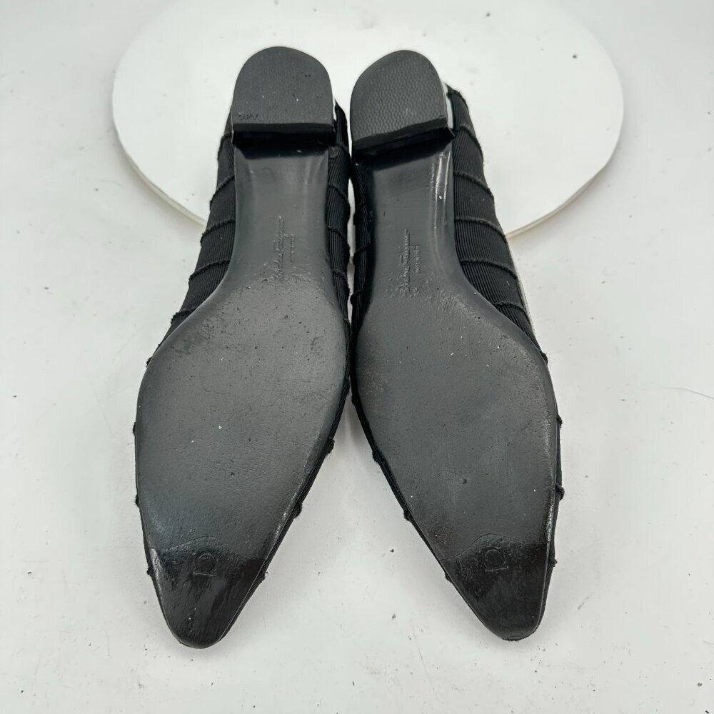 Salvatore Ferragamo Women Size 8D Black Leather Pointed Toe Slip On Flat Shoes - Picture 8 of 11
